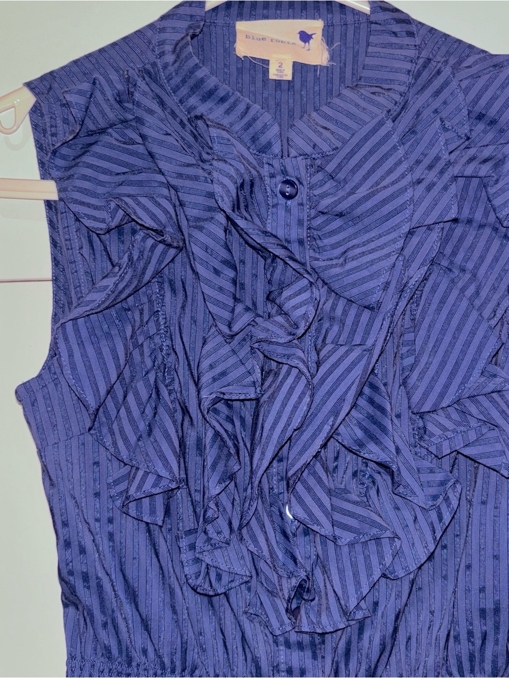 Blue Robin Navy Ruffle Front Sleeveless Camisole size 2